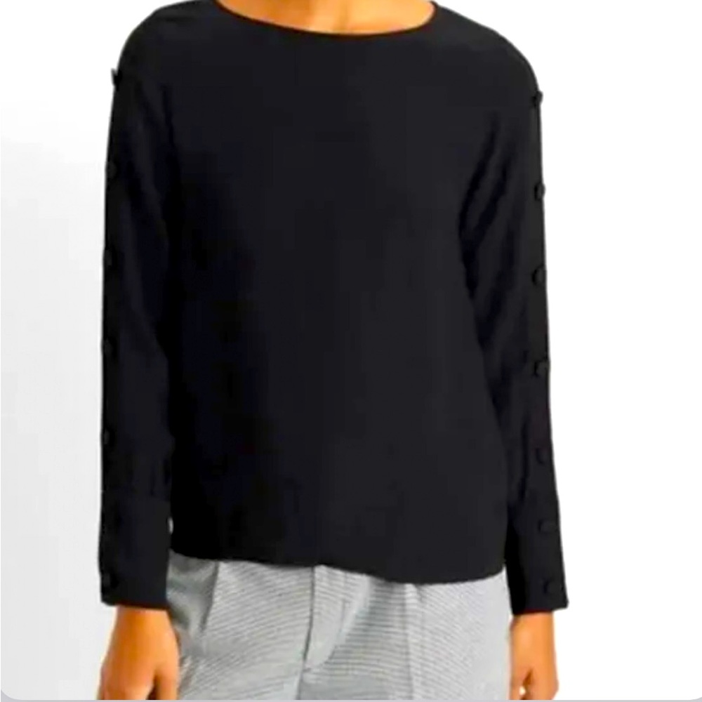 Club Monaco Button sleeve top, black SMALL